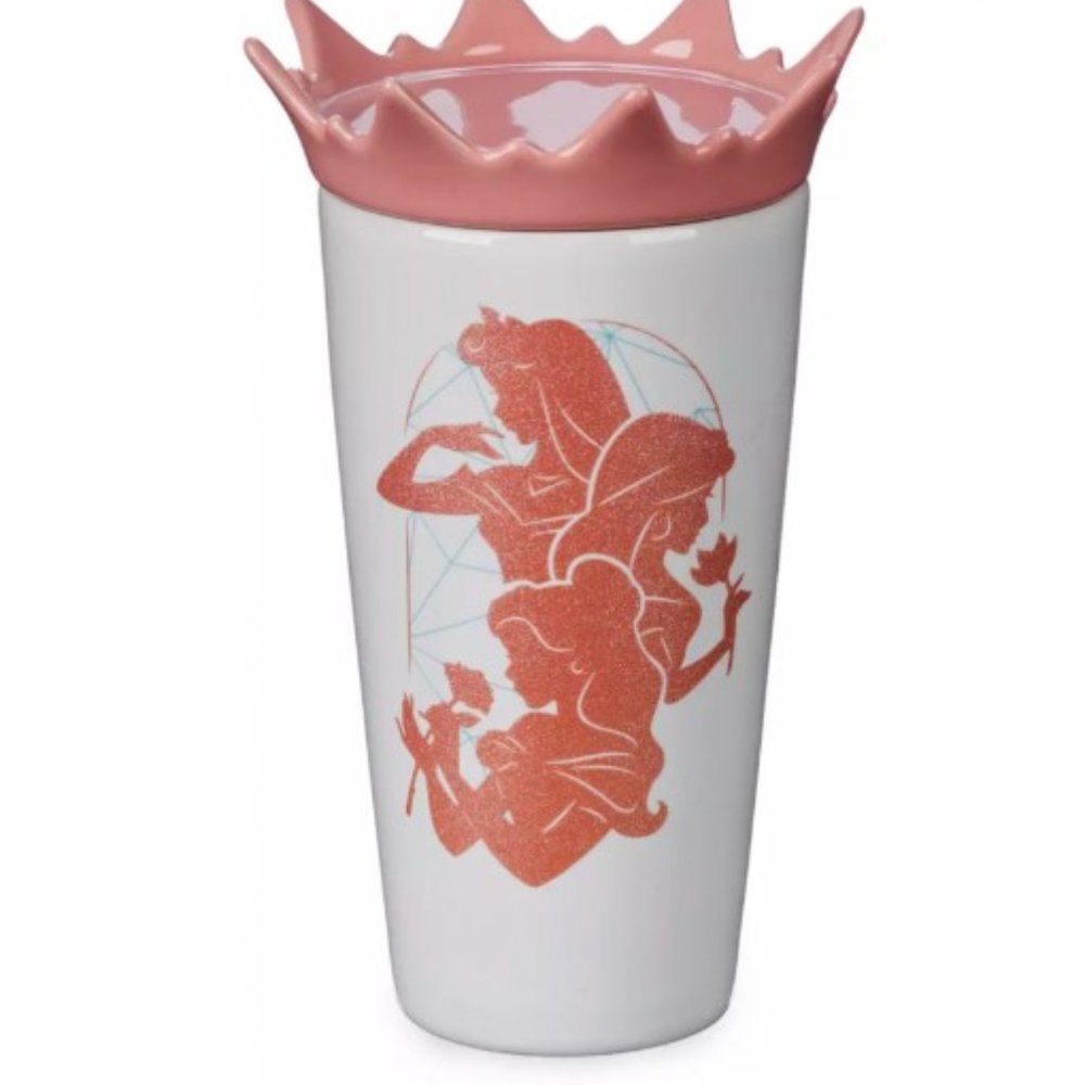 NEW Disney Princess Travel Mug Ceramic Stoneware 11oz Glitter Accents